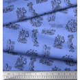 thumbnail image 3 of Soimoi Blue Cotton Poplin Fabric Explore The World Text Print Fabric by Yard 56 Inch Wide, 3 of 5