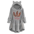 thumbnail image 2 of IROINID Manteau à Capuche Décontracté Mi-Long à Imprimés Graphiques pour Femmes, Manches Longues, Gris, 2 of 4