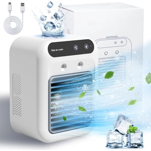 Mini Air Conditionneurs, 25W Portable rechargeable AC Unité, ventilateur de refroidissement personnel avec 2 Régimes & 2 Cool Air Vaporisateur, petite chambre Air Conditionneurs pour Chambre, Bureau, Extérieur