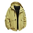thumbnail image 1 of PEONAVET Mens Jacket Men's Solid Color Waterproof Long Sleeved Hooded Workwear With Multiple Pockets Jacket, 1 of 8