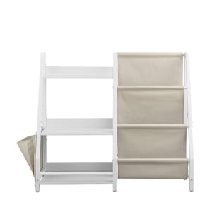 KFFKFF 3-Tier Kids Bookshelf, Toy Storage Organizer for Toddler, Book Shelf for Kids Rooms with Sling Book Rack and Storage Bag