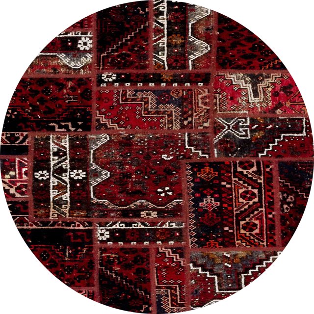 Ahgly Company Tapis d'Intérieur Ronds Abstraits Brun Châtaigne à Empiècements, 3 Pieds Rond