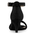 thumbnail image 2 of BLISSFUL STEP Women's Shoes Faux Suede Ankle Strap Kitten Heel Slide Straps Solid Sandals  Black 6.5, 2 of 8