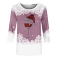 thumbnail image 4 of Pisexur Chandails de Noël pour Femmes Chandails à Manches 3/4 pour Femmes Chandails à Col Rond Graphiques Amusants Chandails à Capuchon Décontractés pour les Fêtes de Noël Confort Amples Mode d'Automne Chandails à Enfiler, 4 of 4