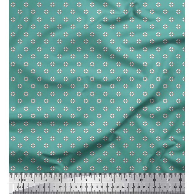 Soimoi Velvet Fabric Swimming Ring Small Print Sewing Fabric Yard 58 Inch Wide