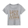 thumbnail image 2 of LUOGENLI T-Shirt pour Filles T-Shirt à Imprimé Graphique pour Fille Col Rond Manches Courtes T-Shirts Été Mignon Tendance Hauts Chemises pour Filles Tendance Été Longueur Genou Gris 5-6 Ans, 2 of 3