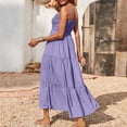 thumbnail image 3 of Robes à Bretelles Spaghetti pour Femmes Robes Bohèmes à Bretelles Spaghetti pour Femmes Smockées à Étages Longues Robes de Plage Soleil Sans Manches Robe Maxi Unie Longue Robe Maxi Longue pour Femmes Longues Robes Maxi pour Femmes, 3 of 9