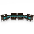 thumbnail image 1 of Costway 8 PCS Patio Furniture Set with Washable Cushions and Tempered Glass Coffee Table Turquoise, 1 of 8