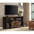 thumbnail image 3 of WAMPAT Farmhouse TV Stand, 65 Inch TV Compatible, Entertainment Center, Sliding Barn Doors, Mesh Doors, Tall Media Console, Open Storage Space, Living Room Furniture, Black & Brown, 3 of 8