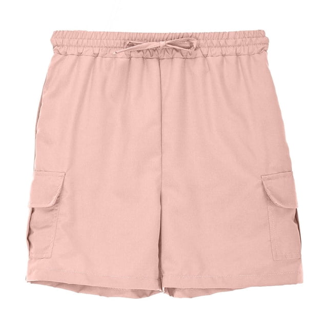 MIASHUI Boys Cargo Shorts Summer Drawstring Stretch Waist Sports Pants with Pocket,Light Pink,11-12 Years