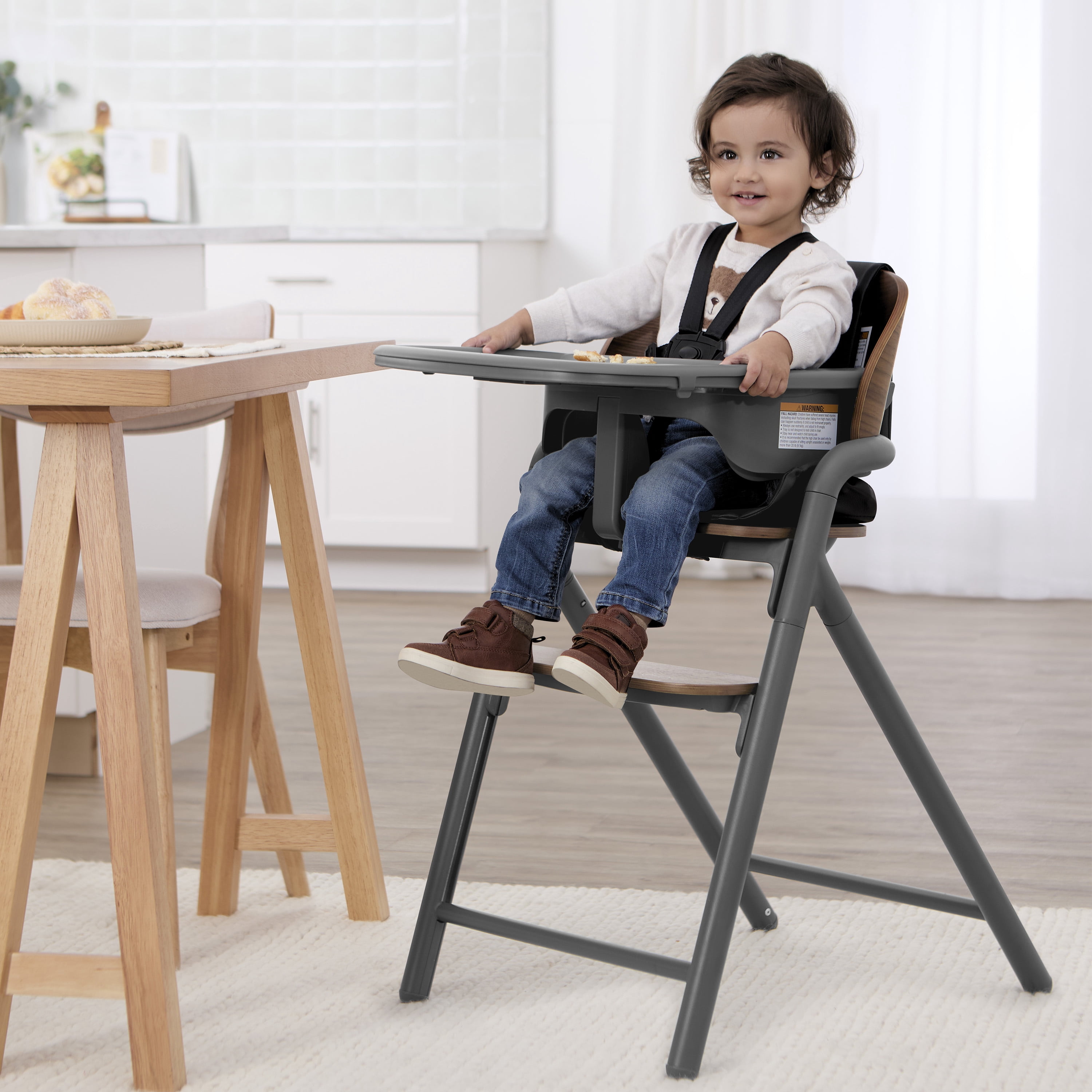Evolur Step and Savor Convertible High Chair, Walnut Gray