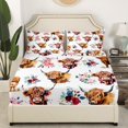 thumbnail image 2 of Erosebridal Highland Bull Fitted Sheet Set Full, Chic Floral Flower Bedding Full Size, Rustic Farmhouse Decor, Microfiber 3-Piece, 2 of 5