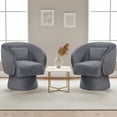 thumbnail image 4 of Gymax 2PCS Swivel Accent Chair w/ Back Removable Lumbar Pillow 360 Degree Rotating Function Gray, 4 of 10