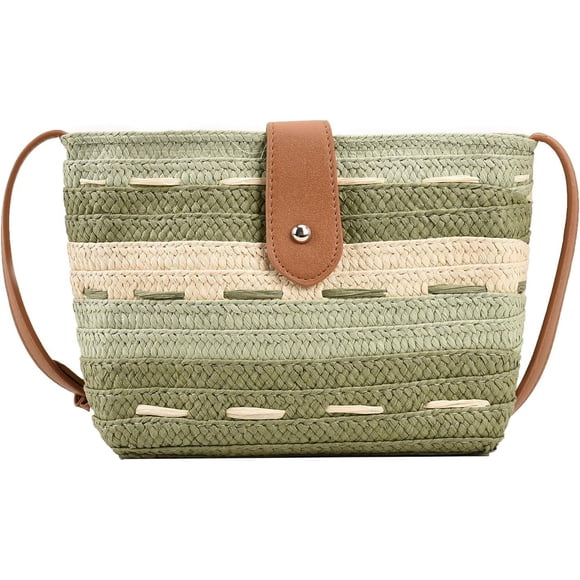 Straw Crossbody Bags for Women, Summer Straw Purse and Handbags Hand Woven Shoulder Clutch Bag for Vacation