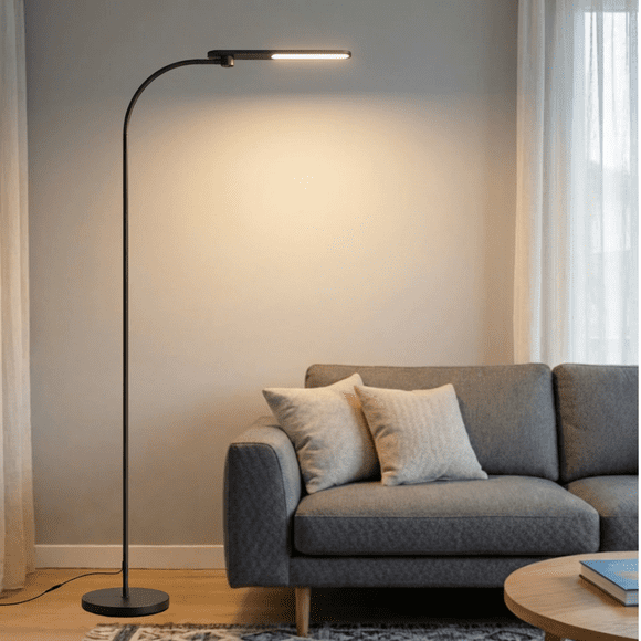Honeywell Sunturalux Lampe sur Pied à DEL, Style Moderne, Lumière Respectueuse des Yeux CRI97, à Intensité Réglable, Température de Couleur Réglable, Hauteur de 77,5 Pouces, HWL-F4 Noir