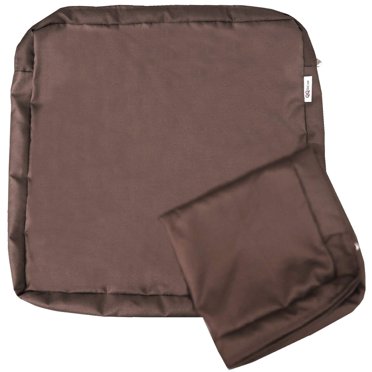 QQbed 4 Pack 18X16X4 Inch Outdoor Water-Resistant Cushion Pillow Replacement Covers Only with Zipper for Patio Furniture, Sofa, Loveseat, Deep Seat Chair in Brown Color