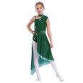 thumbnail image 2 of Jizyo Robe de Danse Lyrique Sans Manches pour Filles, Robe de Patinage Artistique Scintillante, Justaucorps de Ballet avec Jupe en Maille Transparente, Vert 6, 2 of 5