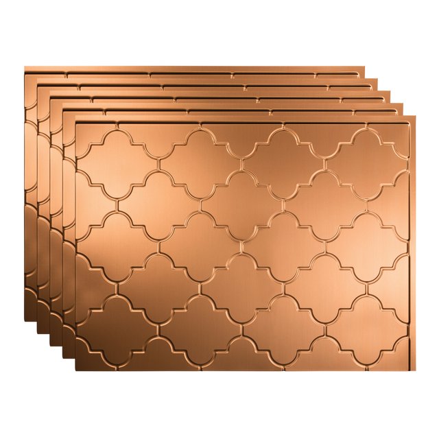 Fasade 18in x 24in Monaco Polished Copper Backsplash Panel 5 Pack