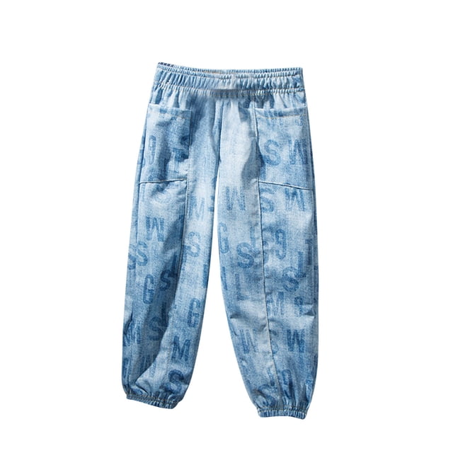 QIPOPIQ Girl Jeans,Elastic Slim Fit Patchwok Printed Denim Pants Clearance