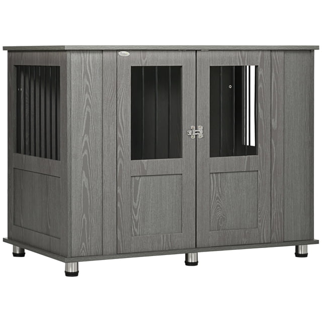 PawHut Meuble Cage pour Chien, Table d'Appoint pour Chenil pour Très Grands Chiens Gris