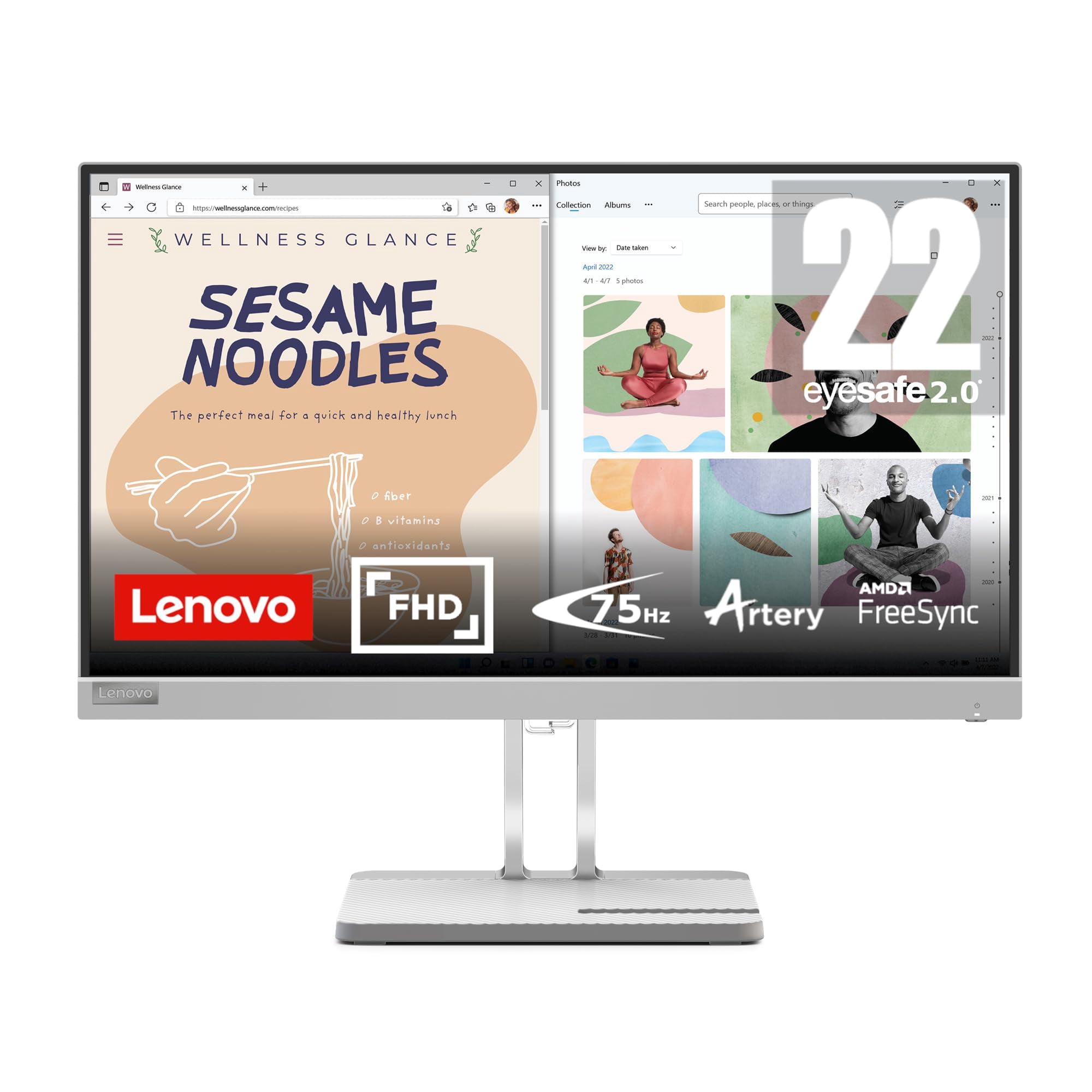 Open Box - Lenovo L22e-40 Monitor, 21.45” FHD Resolution, 250 nits