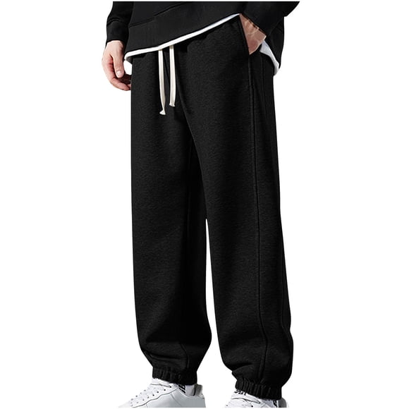 Pisexur Men's Jogging Pants Solid Color Straight Leg Sweatpants Elastic Waist Drawstring Athletic Pants for Men Casual Pants Elastic Bottom Plus Size Sweatpants with Pockets S-5XL