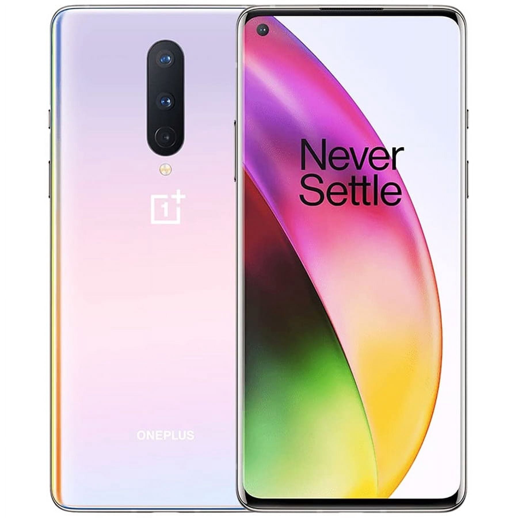 OnePlus 8 - 5G smartphone - RAM 8 GB / Internal Memory 128 GB - OLED display - 6.55" - 2400 x 1080 pixels - 3x rear cameras 48 MP, 2 MP, 16 MP - front camera 16 MP - T-Mobile - interstellar glow
