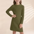 thumbnail image 2 of HXWCHs Robe d'École pour Filles Robe Moulante Ajustée pour Filles Hiver Chaude Extensible Col Roulé Manches Longues Tenue Décontractée pour Tout-Petits et Enfants avec Vert Doux 11-12 Ans, 2 of 5