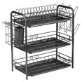 thumbnail image 1 of Amdohai 3-Tier Rustproof Dish Drying Rack Carbon Steel Dish Rack Multifunctional Organizer Dish Drainer with Drainboard Hooks Utensil Holder, 1 of 8
