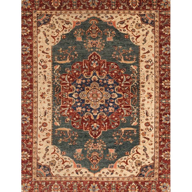 Ahgly Company Tapis d'Intérieur Rectangulaire Abstrait Safran Rouge, 8 Pieds x 10 Pieds