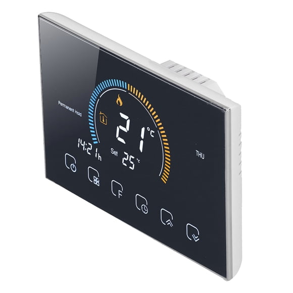 Smart Thermostat, Color Backlit LCD Screen Memory Function Thermostat Six Periods Programmable For Household For Testing Tool BHT-8000GC-Black