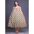thumbnail image 2 of Bimba Chemises de Nuit en Coton Imprimé Pêche Foncée Feuilles Florales et Roses pour Femmes Robe Sans Manches Tenue de Nuit Robe Maxi Très Grande, 2 of 6