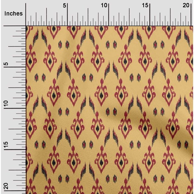 oneOone Polyester Lycra Fabric Argyle Style Ikat Printed Fabric 1 Yard 56 Inch Wide
