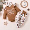 thumbnail image 2 of PatPat Baby Ruffle Long-sleeve Romper and Floral Trousers Set,3-piece,Unisex,Sizes 0M-18M, 2 of 9