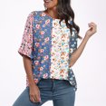 thumbnail image 4 of Pisexur Hauts d'Été pour Femmes Mode Décontractée Manches Courtes Col Rond T-Shirts Confortables Amples Surdimensionnés Imprimé Floral Blouses Hauts Mode T-Shirts Imprimés Graphiques Grande Taille Tops de Sortie S-5TG, 4 of 7