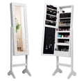 thumbnail image 3 of Gymax Full Length Mirror Jewelry Armoire with 18 LED Lights, White, 3 of 6