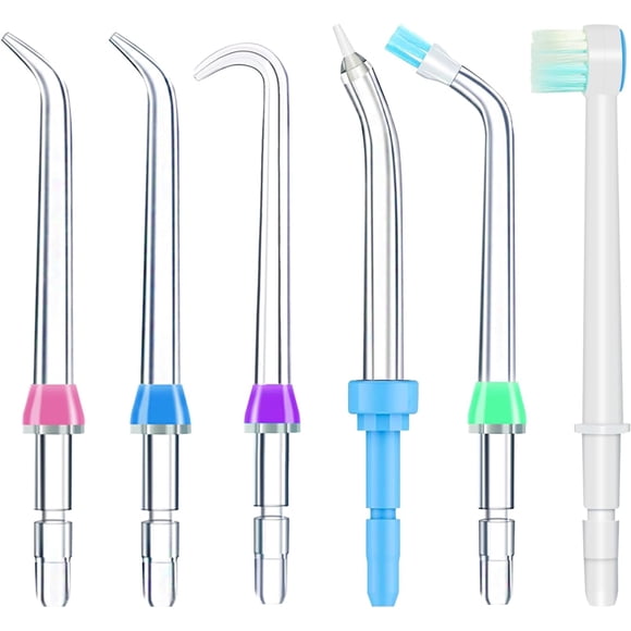 Replacement Tips for Waterpik, Water Flosser Replacement Heads Parts for Waterpik Oral Irrigator, 6 Tips Different & Storage Case Bundle