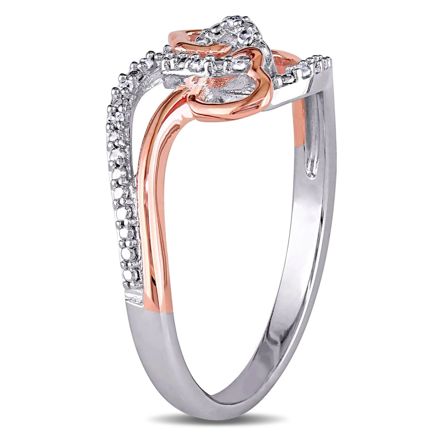 Miabella Diamond-Accent Two-Tone Sterling Silver Interlocking-Heart Ring