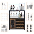 thumbnail image 4 of Wine Bar Rack Cabinet with Detachable Wine Rack and Storage, Coffee Bar with Glass Holder, Small Sideboard and Buffet Cabinet with Door, for Kitchen, Living Room, 4 of 7