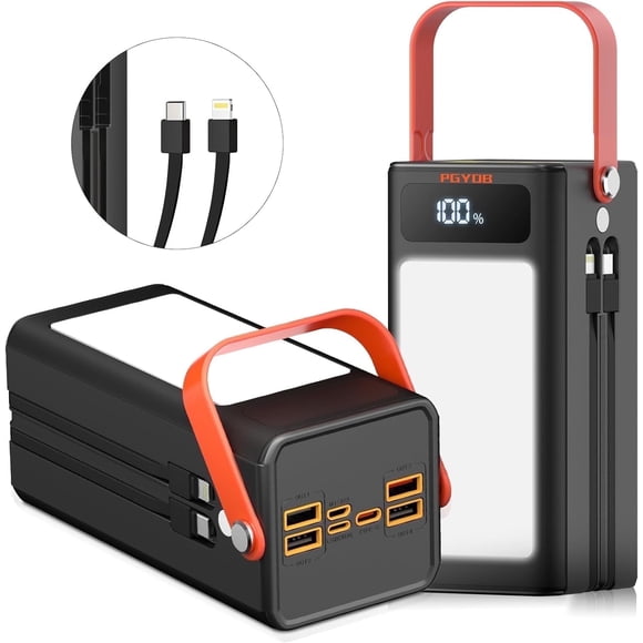 PGYOB Chargeur Portable Banque d'Alimentation 60000mAh, 120W Super Charge Rapide avec SOS Light&LED Display, Batterie de Secours pour Portable/iPhone/Android, pour Camping, Secours à Domicile, Voyages en VR, Alimentation d'Urgence