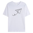 thumbnail image 3 of BOBOGOJP T-Shirts d'Entraînement pour Hommes à Rayures, Manches Courtes, Col Ras du Cou (Blanc,G), 3 of 5