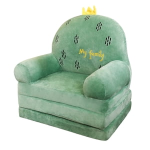 Refurbished Ramiter Plush Foldable Kids Sofa Chair 2-in-1 Cartoon Green Sofa Bed, One Size, Green