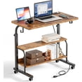 thumbnail image 4 of Side Table Living Room  inches Laptop Desk  Adjustable Work Stand Mobile Side Desk with Multifunctional Charging Station &amp; Hook  Portable Workstation Student Small Snack Table, 4 of 6