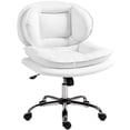 thumbnail image 1 of HOMCOM Chaise de Bureau à Croisillons avec Roulettes, Chaise de Bureau Grand Sans Accoudoirs, Blanc, 1 of 10