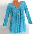 thumbnail image 2 of Pompotops Blouse Imprimée à Manches Longues et Col en V pour Femmes Grande Taille en Liquidation, 2 of 3
