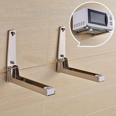 WALFRONT Support de Four à Micro-Ondes en Acier Inoxydable pour Cuisine 2x, Robuste, Pliable, Extensible, Étagère Murale, Étagère Murale, Support Mural