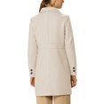 thumbnail image 3 of INSPIRE CHIC Women's Notched Lapel Double Breasted Mid Length Overcoat, 3 of 7