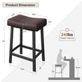 thumbnail image 3 of Counter Height Bar Stools Set of 2, 24 Inch Barstools for Kitchen Island Counter, Bonded Leather Kitchen Stools with 2.4" Thick Saddle Seats for Dining Room, Black & Brown, 3 of 7