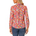 thumbnail image 3 of INSPIRE CHIC Chemise Boutonnée pour Femme à Petites Fleurs à Manches Longues Col en Pointe Haut de Bureau TP Orange, 3 of 6