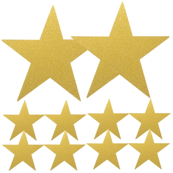 CIMAXIC Party 24pcs Glitter Gold Star Cutouts Large Paper Star Cutouts Double Sided Gold Star Decorations for Bulletin Board Classroom Wall Party Decoration,6"X6"X0.04"